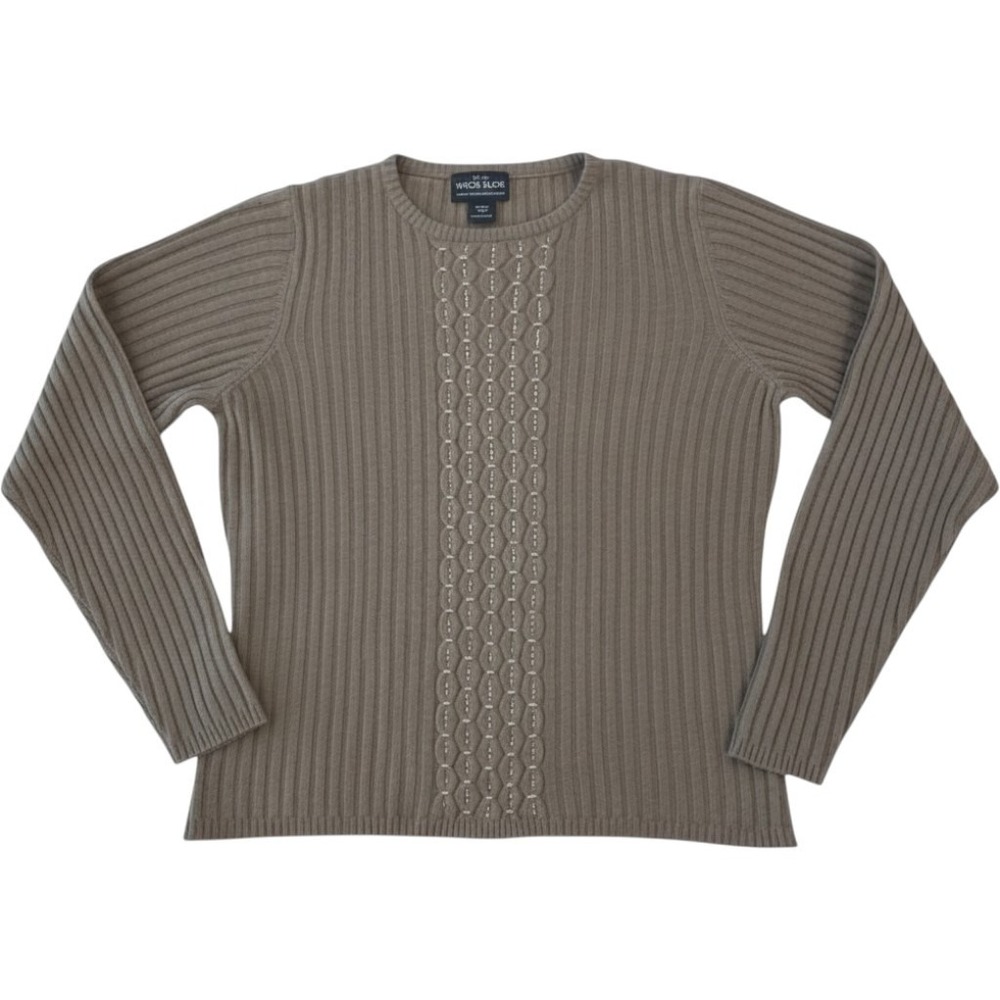 Woolrich Womens Hazelnut Brown Lambswool Angora Ribbed Crewneck Sweater Size M